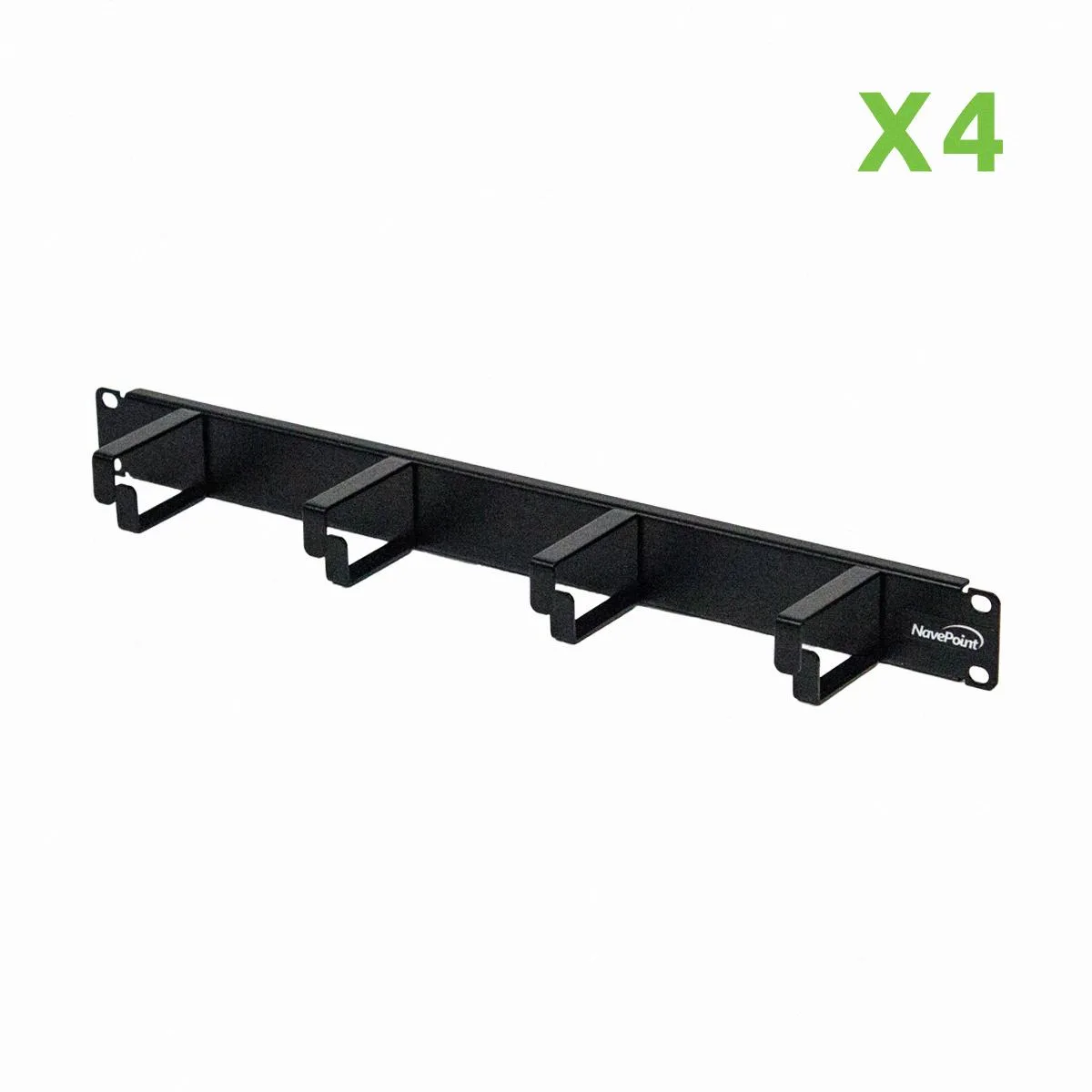 NavePoint NavePoint 1U 19-Inch Horizontal Cable Management Panel 4 D-Rings 4-Pack — product photo