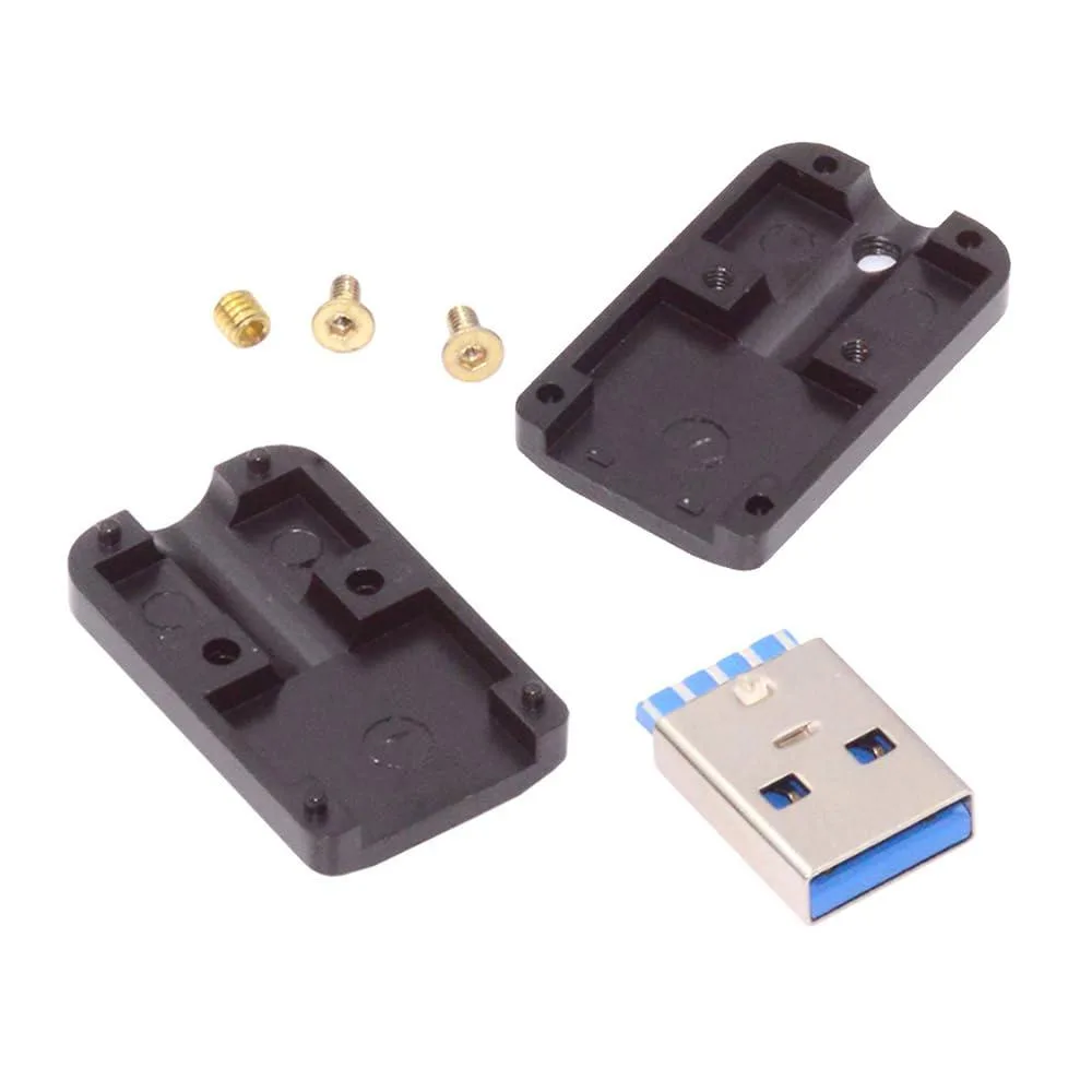 Fervit Fervit USB 3.0 Type-A Male Plug Connector Solder Type Aluminum Alloy Shell Black for 6.0mm Cable — product photo