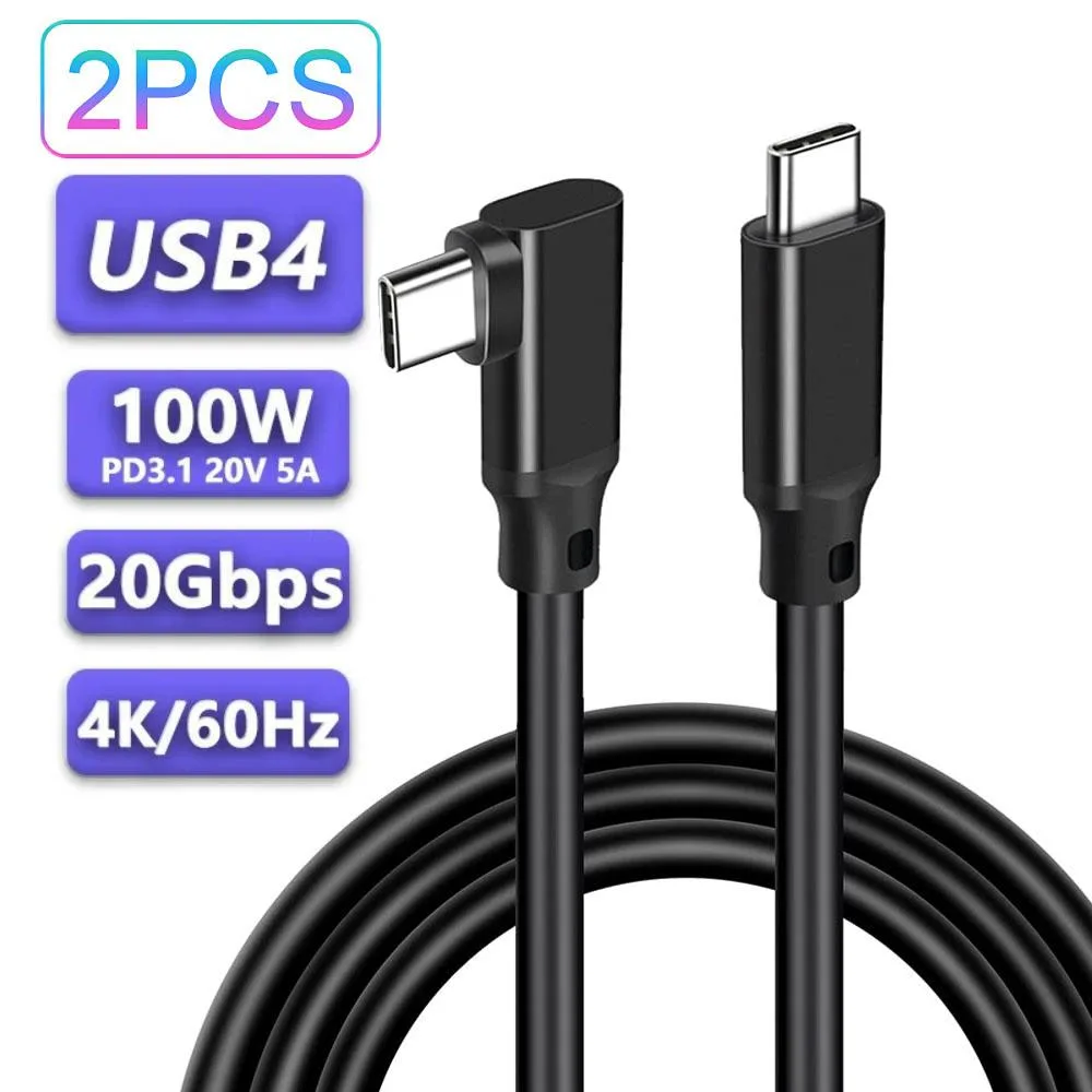 AUBEAMTO AUBEAMTO PQ118 USB C to USB C cable 6.6FT 2-pack right-angle 20Gbps 100W 4K@60Hz — product photo