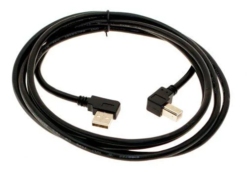 CableMAX CableMAX UC-ARBR2B 7ft USB 2.0 A Left Angle to B Left Angle Black — product photo