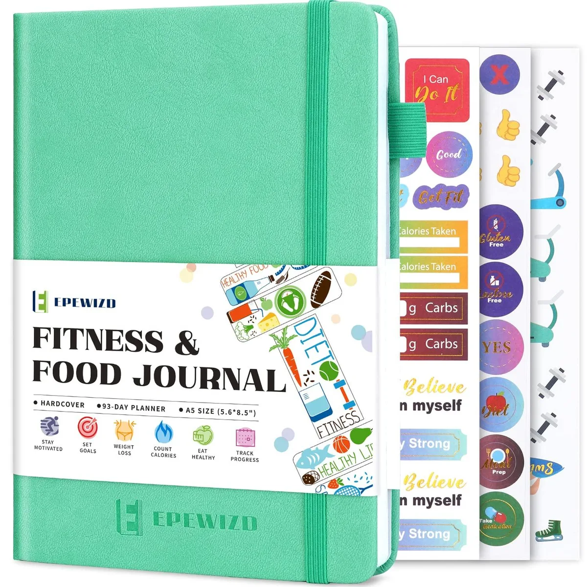  Advantus Food &amp; Fitness Journal Hardcover Wellness Planner A5 Undated White — product photo