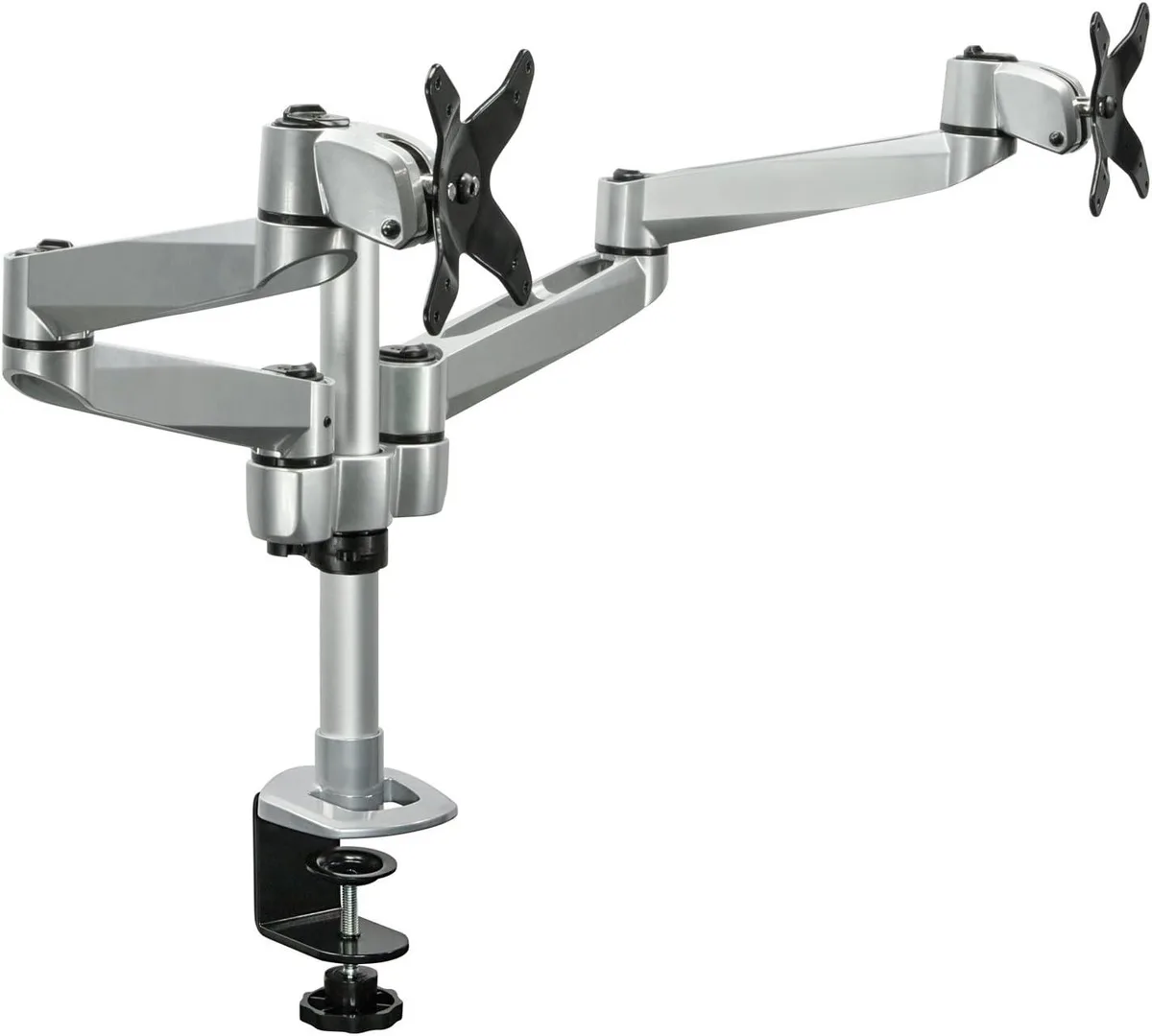PISKEKAT PISKEKAT MI-43116 Dual Monitor Desk Mount Clamp Base VESA 75 100 Full Motion 360 Cast Aluminum Modular — product photo