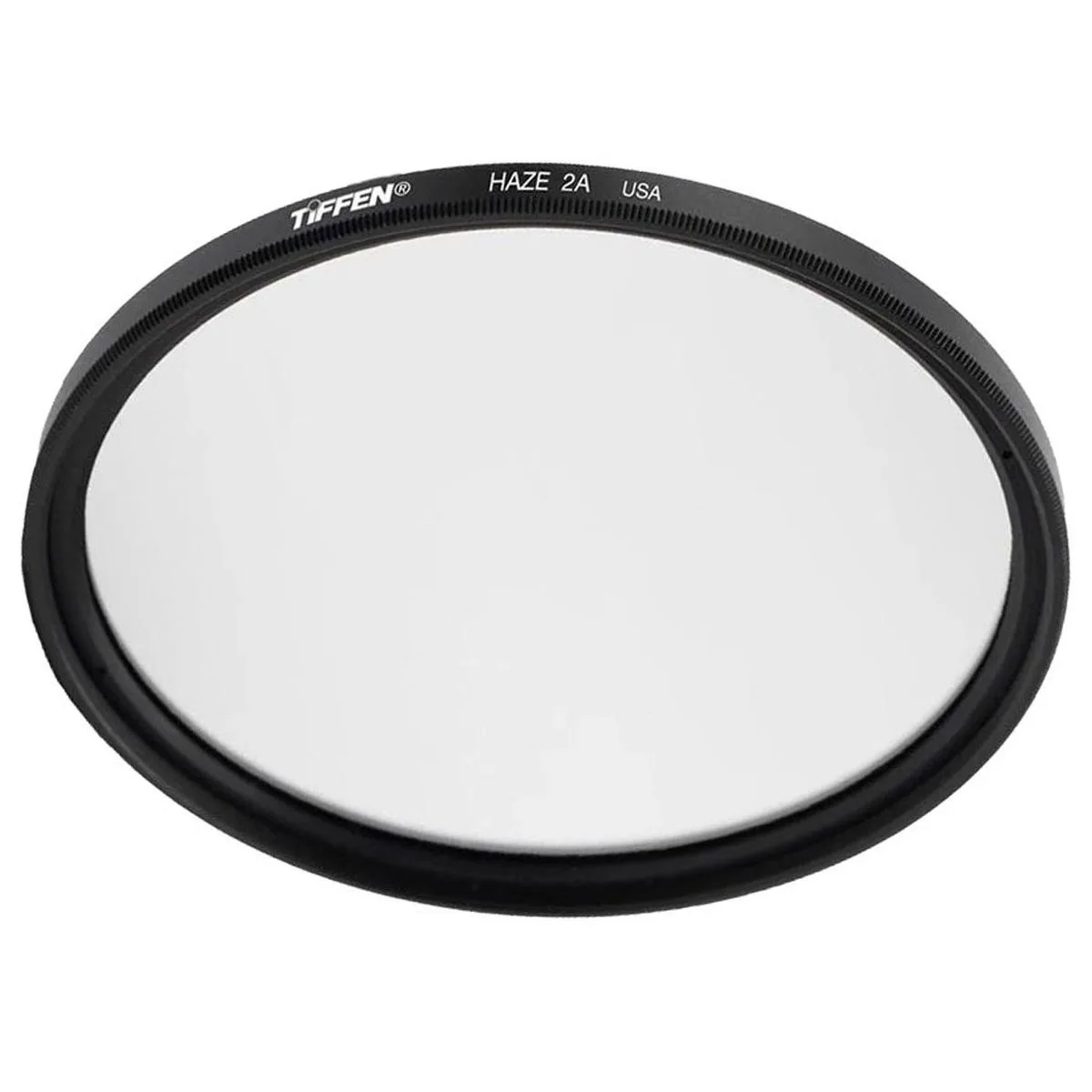 Clear glass camera filter with silver metal rim, 82mm diameter