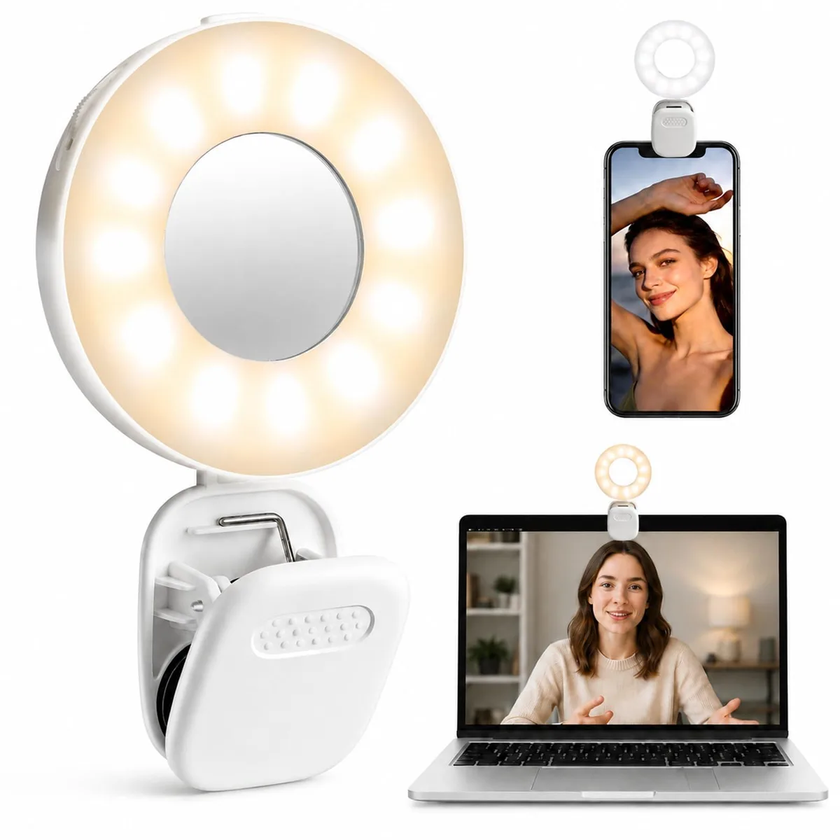  GCZGCZ RLP-001 Clip-On Ring Light White 67.64 lm 2500-8500K 180° Clip 16h — product photo