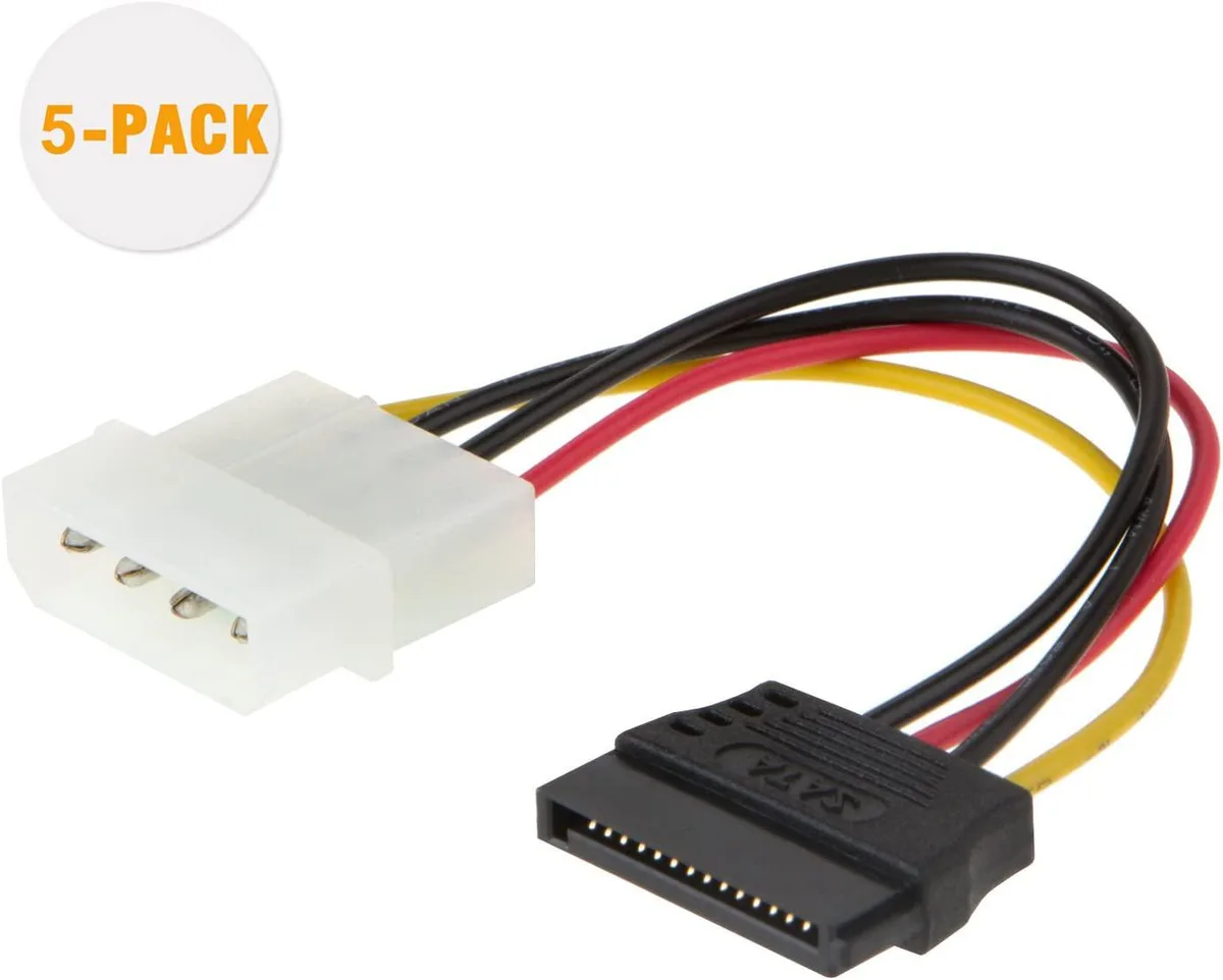 CableCreation CableCreation Molex to SATA Power Cable Adapter 4-Inch 5-Pack — product photo