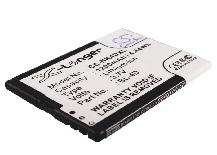 Rectangular replacement battery with silver label and connector wires