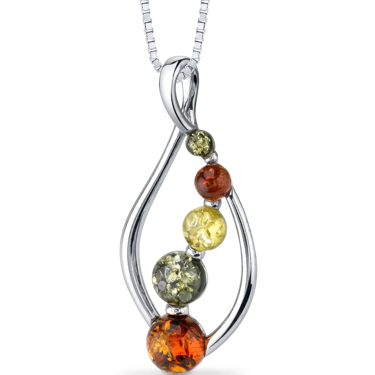 Oravo Oravo Baltic Amber Open Leaf Pendant Necklace Sterling Silver 18" 2.2g 925 SP11120 — product photo