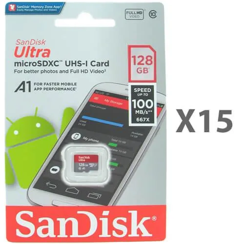 SanDisk SanDisk microSDXC 128GB Class 10 15-pack — product photo