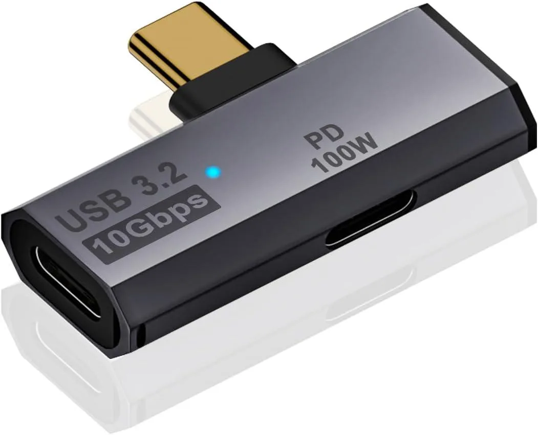 BUCIER BUCIER 2 in 1 USB C Splitter 10Gbps 90 Degree 100W Grey — product photo