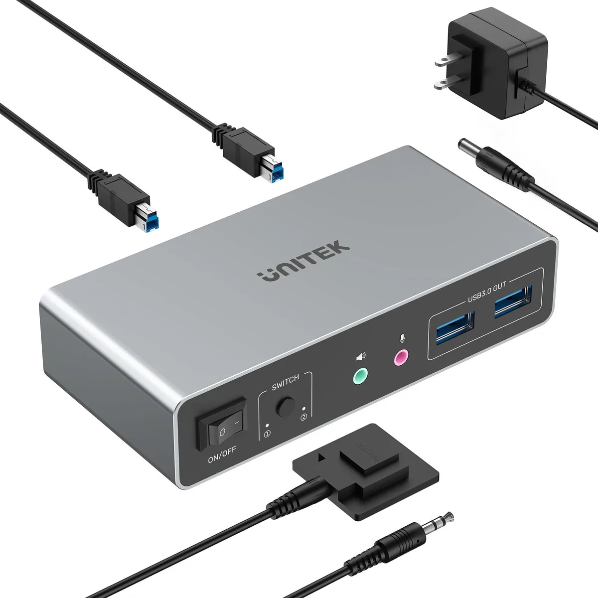 Unitek SJW-KM202B HDMI KVM Switch 2 Monitor 2 Computer 4K 60Hz USB 3.0 — product photo