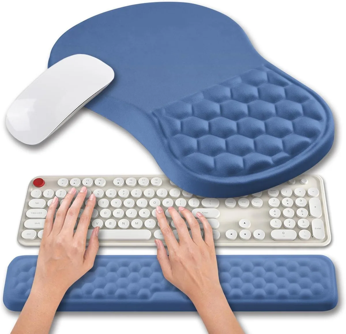 ALSEYE ALSEYE 2 in 1 Accessory Mouse Pad Wrist Support &amp; Keyboard Wrist Rest Midnight Blue — product photo