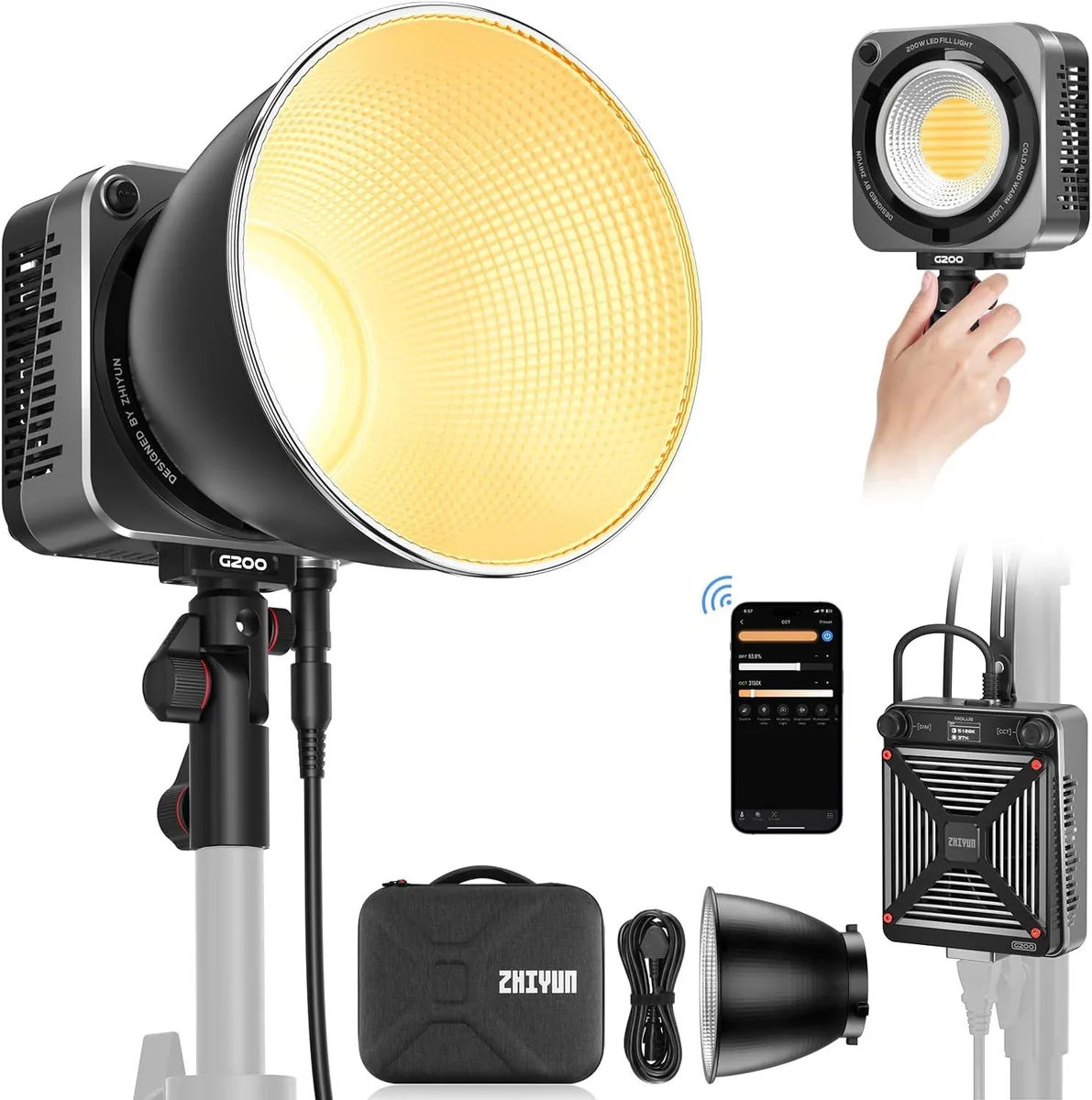WUQ WUQ Molus G200 200W COB Video Light 2700-6500K 9460 lux — product photo