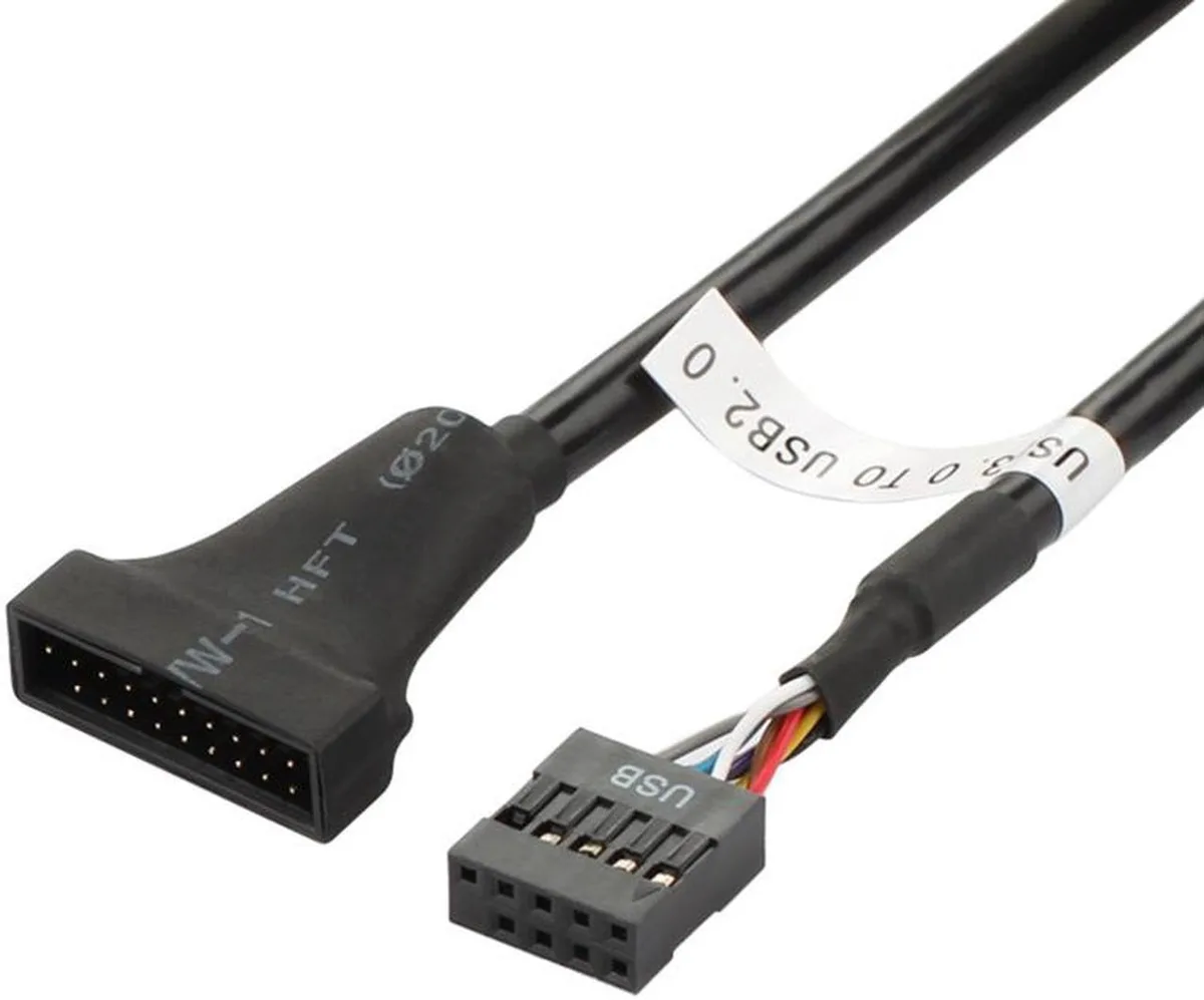 Vszerda Vszerda USB 2.0 9-Pin Female to USB 3.0 20-Pin Male Adapter Cable 5.5 Inches Black — product photo