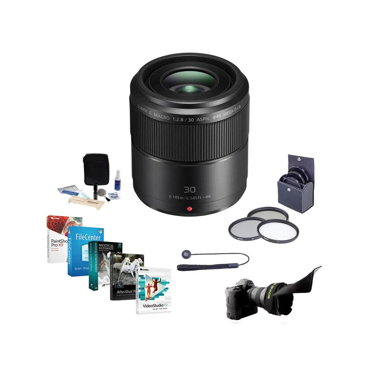 Panasonic Panasonic Lumix G Macro 30mm f/2.8 Aspherical Lens for Micro Four Thirds with 46mm Filter Kit — product photo