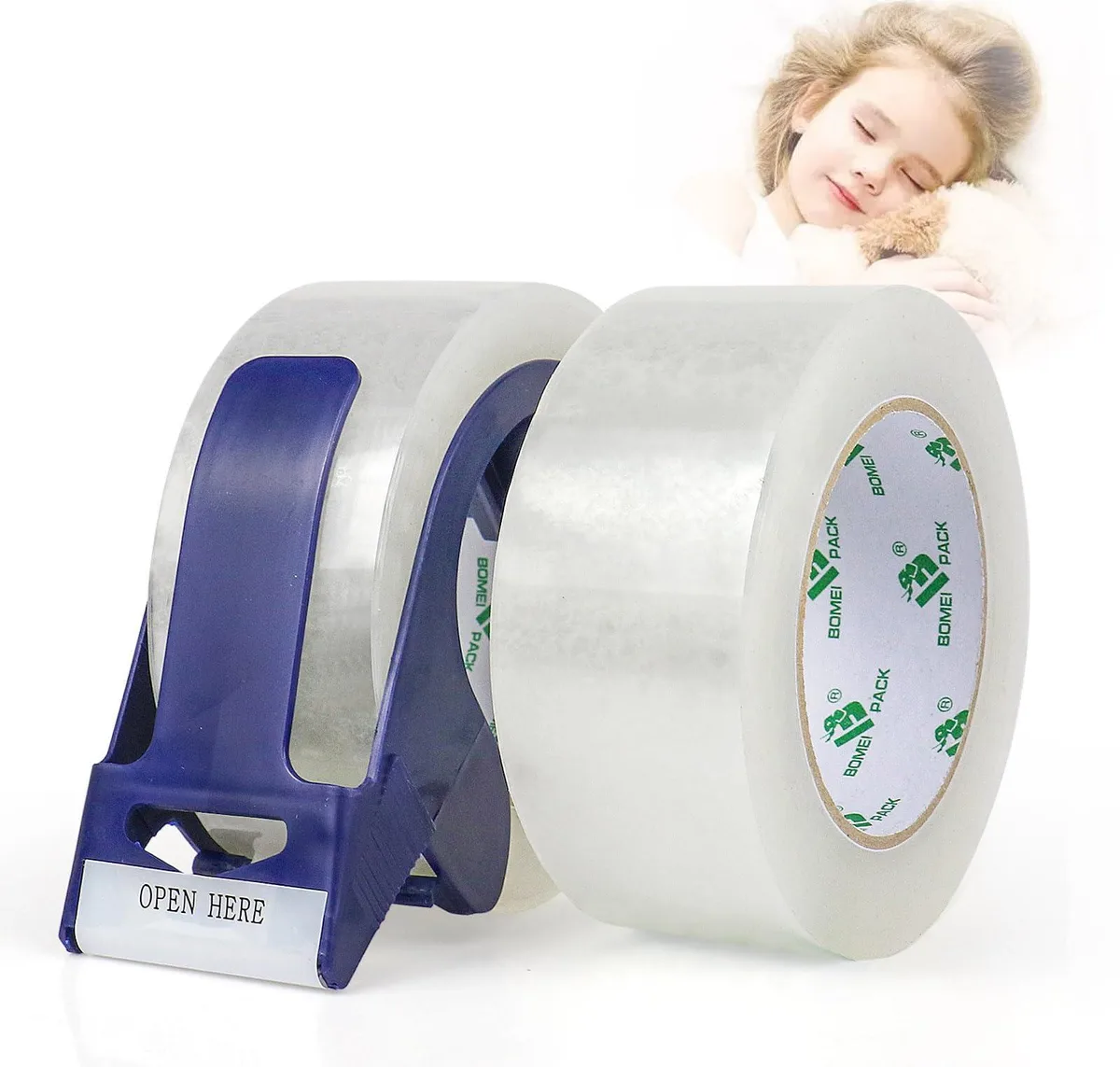  Royal Clear Noiseless Packing Tape 1.88" x 110yds 2.4mil with Blue Dispenser — product photo