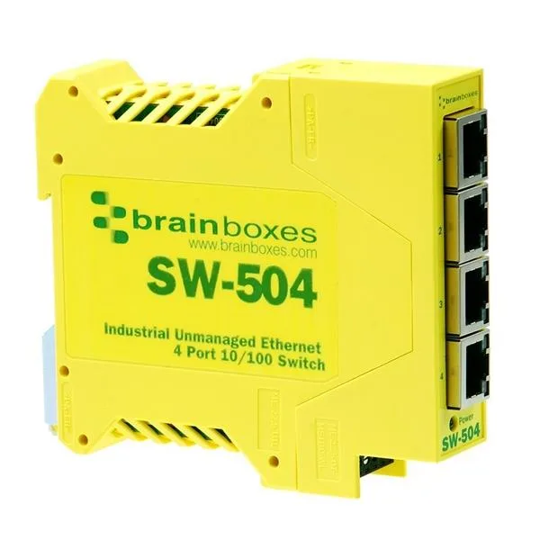 Brainboxes Brainboxes SW-504 4-port Fast Ethernet network switch DIN rail — product photo