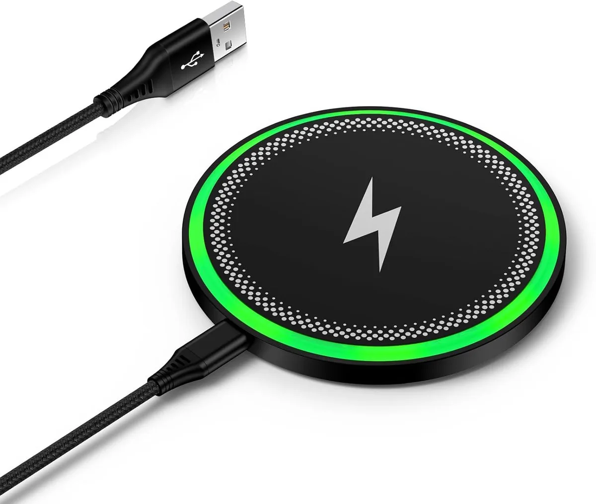 Flat rectangular wireless charging pad, matte black finish