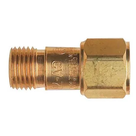 Pair of brass reverse flow check valves for torch mounting, 9/16-18 connections, CGA 022 and 023 inlets, UL listed