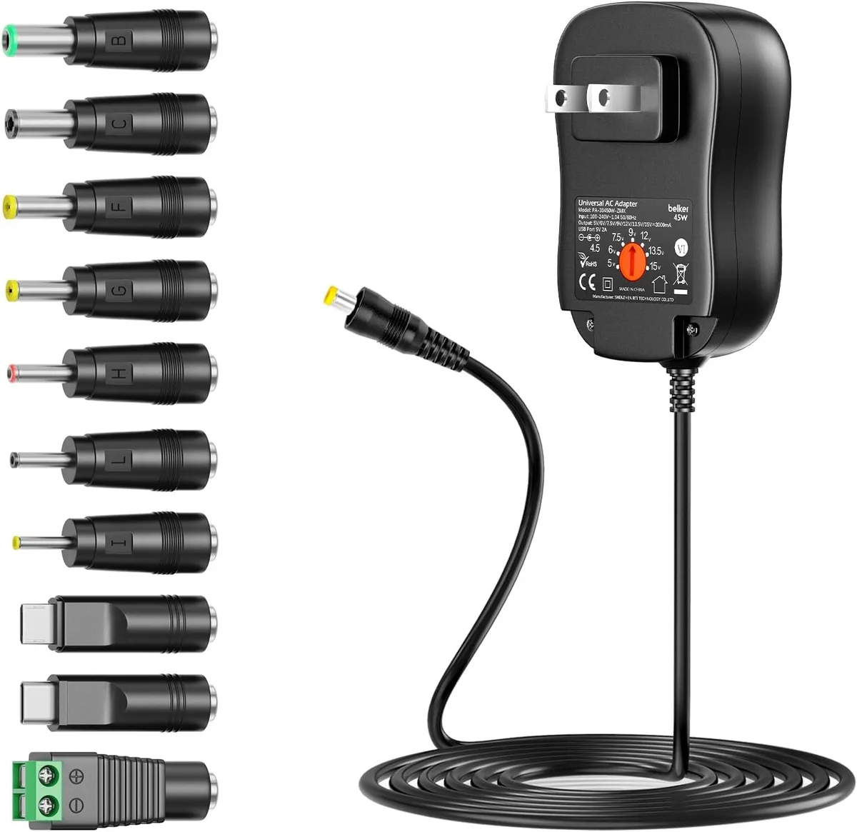 BASEUS BASEUS 45W Universal AC Adapter with USB-C Tip — product photo