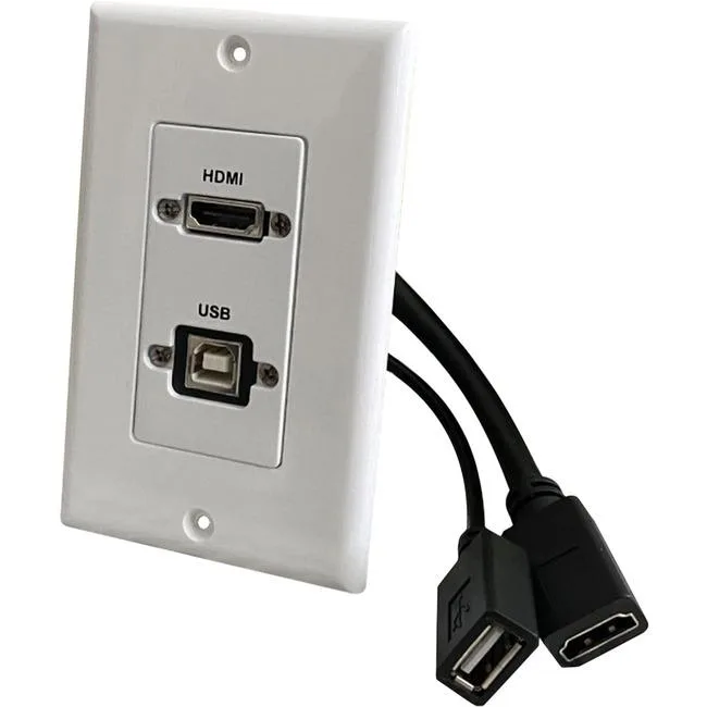Comprehensive Cable and Connectivity Comprehensive Cable and Connectivity 1-Gang HDMI/USB 2.0 Wall Plate White — product photo