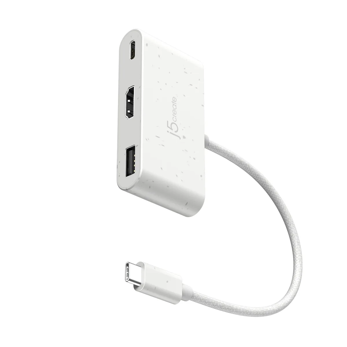 j5create j5create JCA379EW USB-C to HDMI &amp; USB-A Adapter with PD 100W Eco-Friendly Natural White — product photo