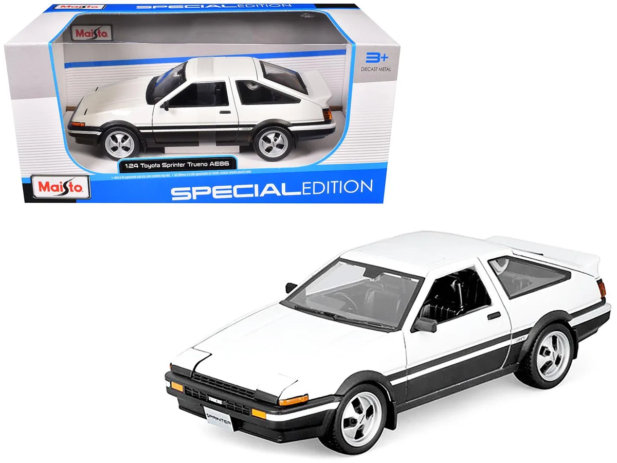 Maisto Maisto Toyota Sprinter Trueno AE86 RHD White Black Stripes Special Edition 1/24 Diecast Hobby Collectible — product photo