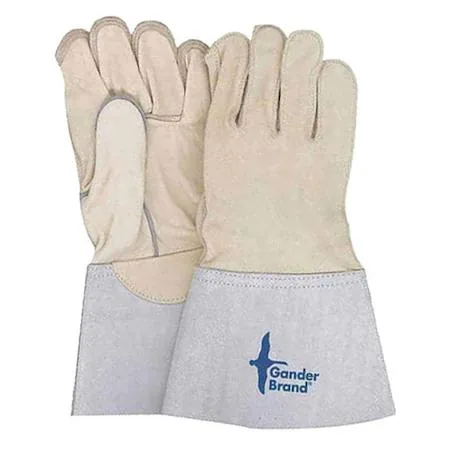 BDG BDG 64-1-350-5-12 Leather Gloves, Gauntlet Cuff, Wing Thumb, Gray/Tan, XL, 1 PR personal protective equipment — product photo