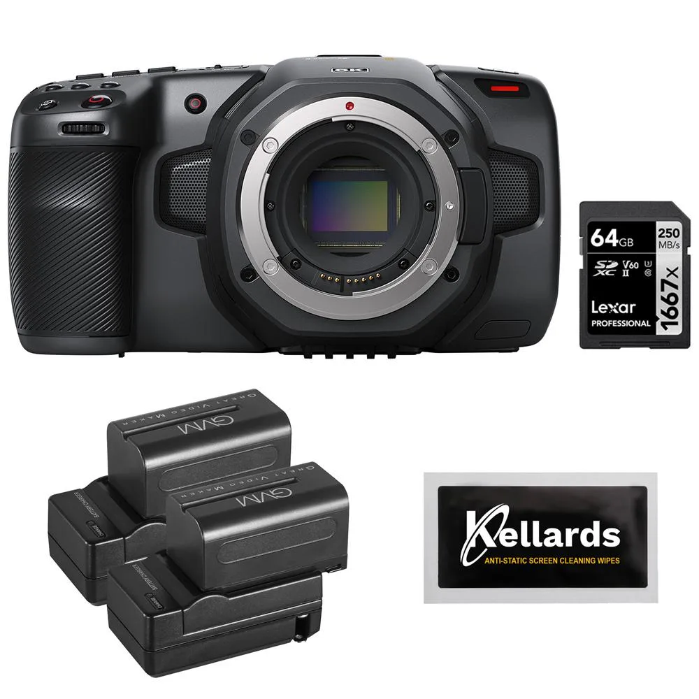 Blackmagic Design Pty. Ltd. Blackmagic Design Pocket Cinema Camera 6K G2 Bundle with Lexar 64GB SDXC Card and GVM NP-F750 Batteries — product photo