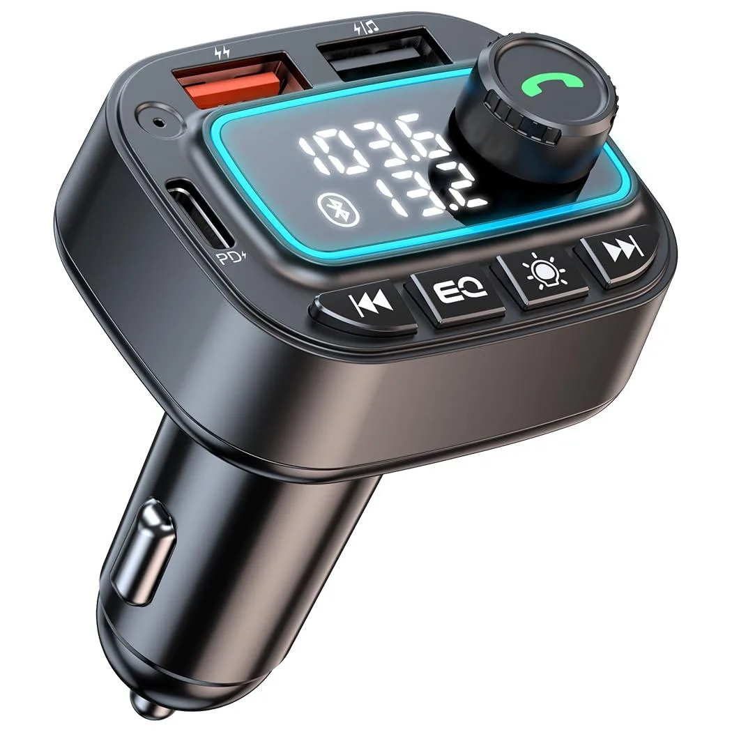  Auto Ventshade T01 Car Electronics Accessory 42W PD30W 12W Bluetooth 5.3 FM Transmitter Black — product photo