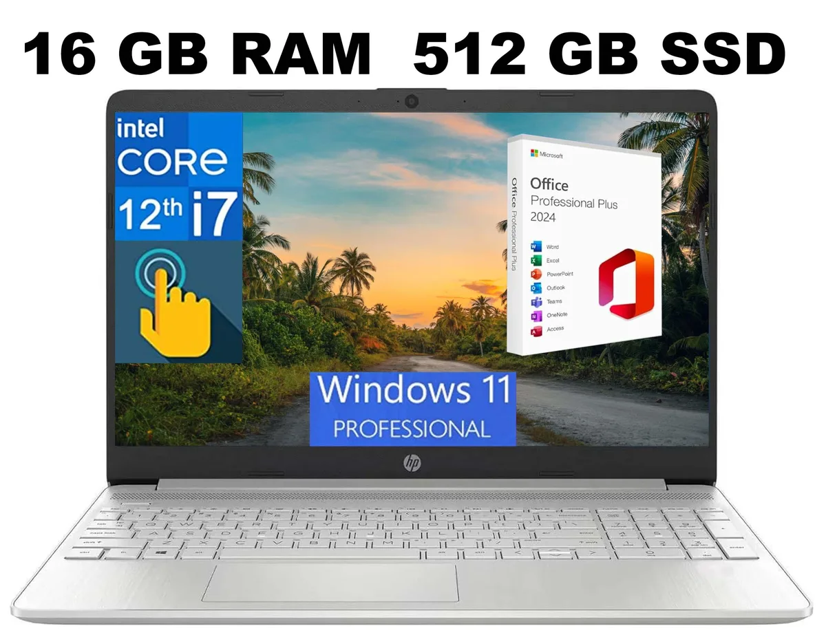 HP HP 15 laptop i7-1255U 10-core 16GB 512GB 15.6" FHD touch Silver — product photo