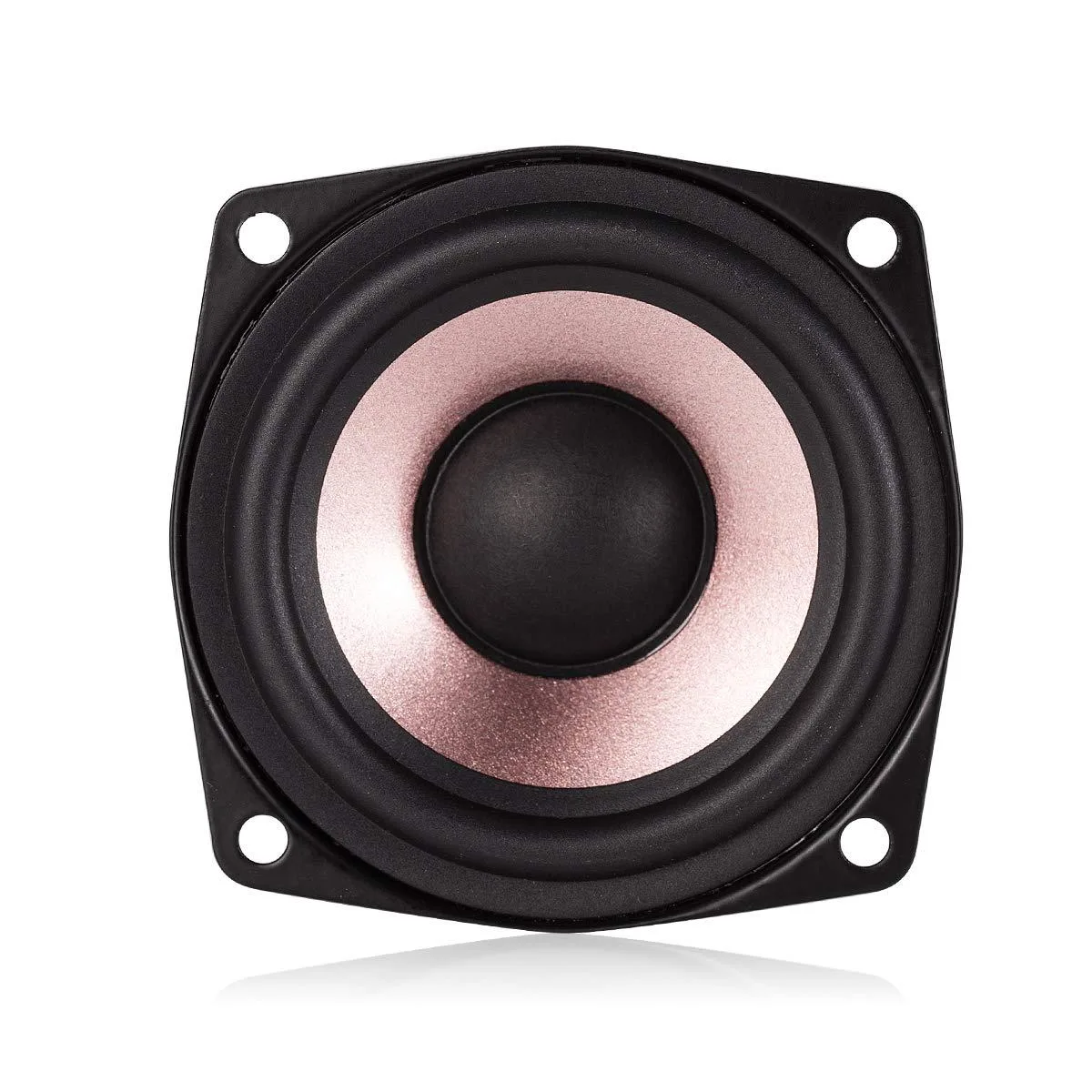 Single 2.5 inch full-range speaker driver silver cone black rubber surround