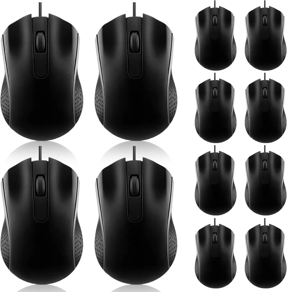MAONO MAONO 12 Pcs Wired USB Ergonomic Mice Black — product photo