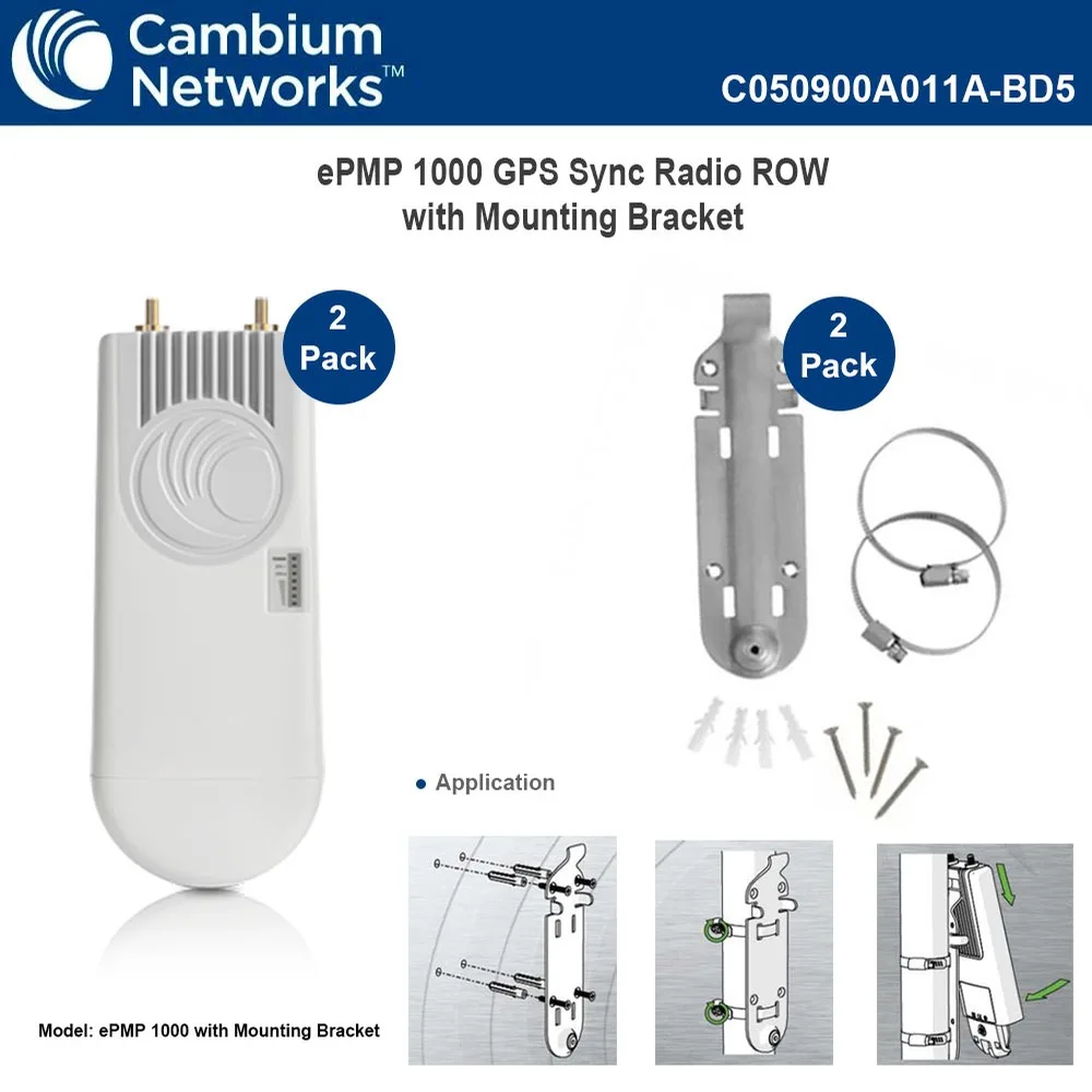 Cambium Networks Cambium Networks C050900A011A ePMP 1000 GPS Sync Radio 5 GHz 2-pack with mounting bracket — product photo