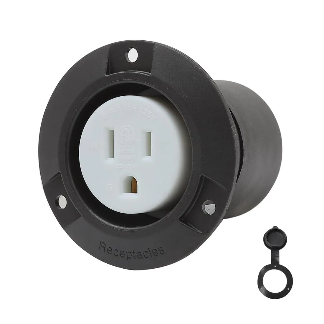 LORDWORLD LORDWORLD NEMA 5-15R 15A 125V Flanged Outlet Waterproof Cover Black — product photo