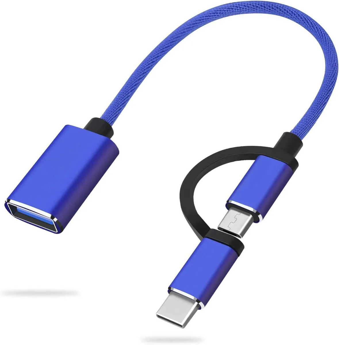 Corn Electronics Corn Electronics 2-in-1 USB C/Micro to USB 3.0 Adapter OTG Cable Blue — product photo