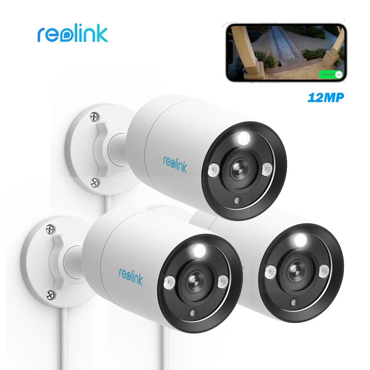 Reolink Reolink RLC-1212A 12MP PoE Bullet Network Camera 3 Cameras — product photo