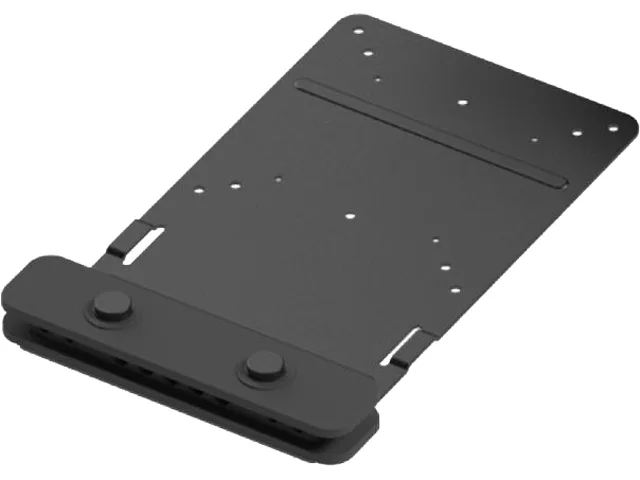 Black steel VESA mounting bracket for Logitech Tap controller