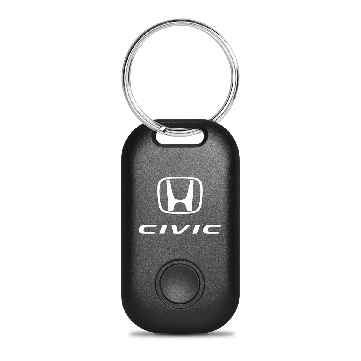 Small black rectangular Bluetooth tracker with Honda logo, key-ring attached