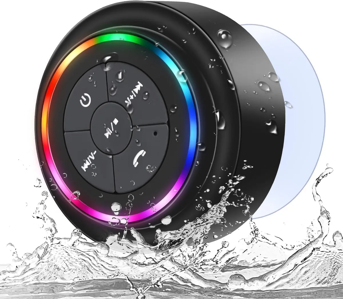  ANLEDDA F012 Black portable speaker, 5 W, IP67, Bluetooth 5.0, 1200 mAh, RGB, suction cup — product photo
