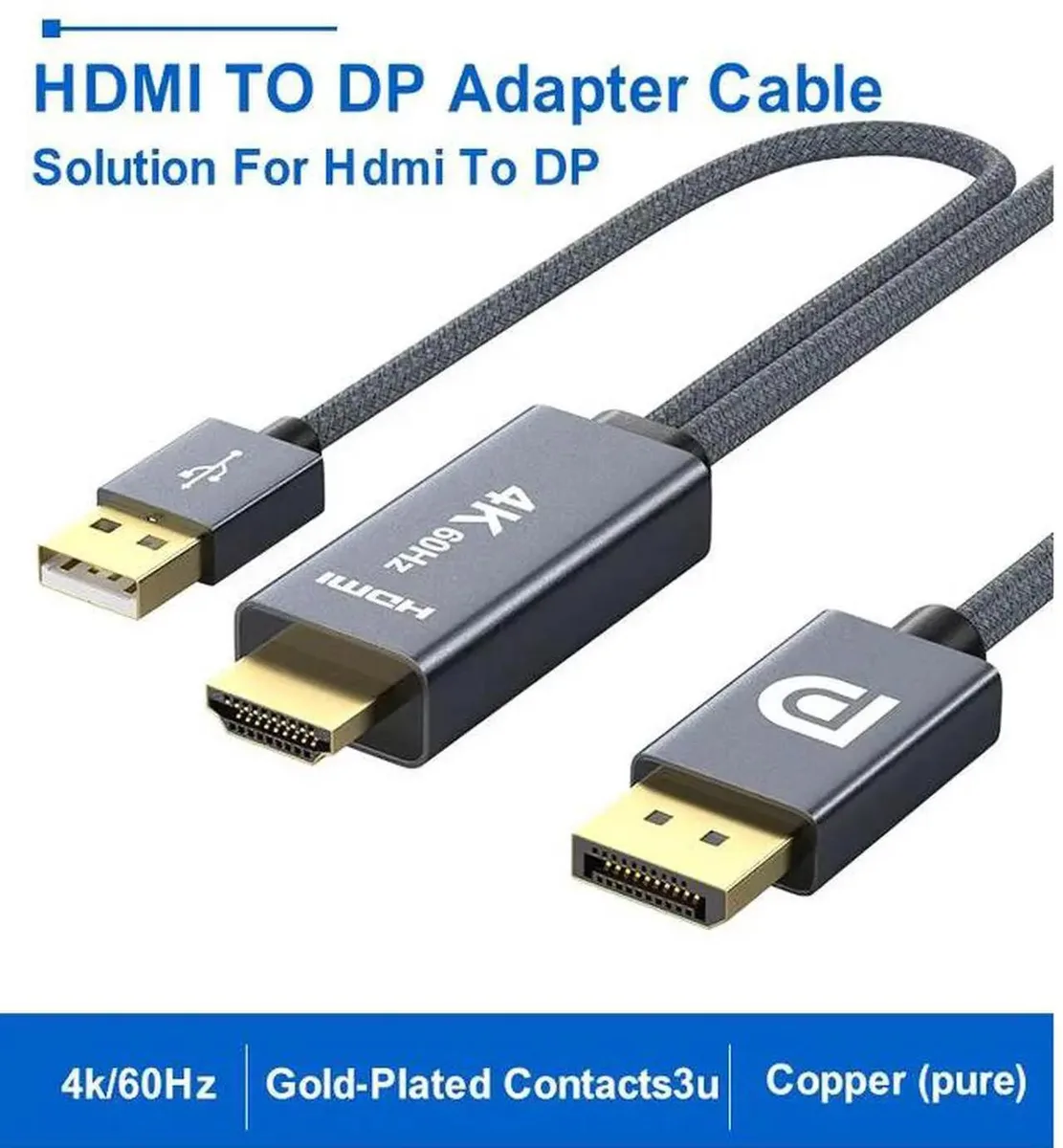SMUGDESK SMUGDESK 2-in-1 HDMI to USB-C Adapter Cable 4K@60Hz USB 2.0 Power — product photo