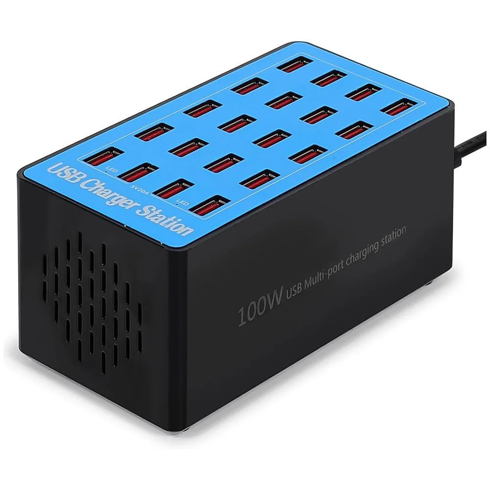 WRIARICH WRIARICH 20-Port 100W USB Charging Station Blue — product photo