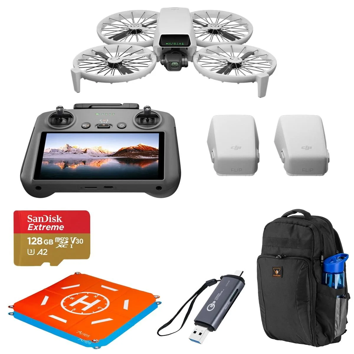 DJI DJI Flip Drone Fly More Combo RC 2 128GB Card Backpack Landing Pad — product photo