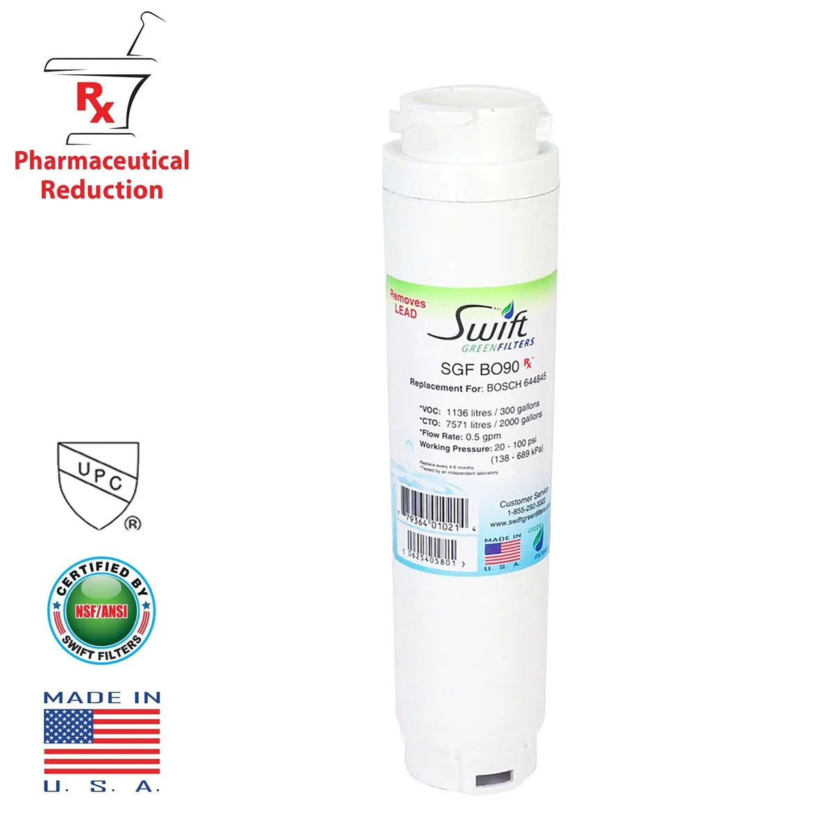 Swift Green Swift Green SGF-BO90 water filtration carbon block .5 micron NSF 42 53 401 — product photo