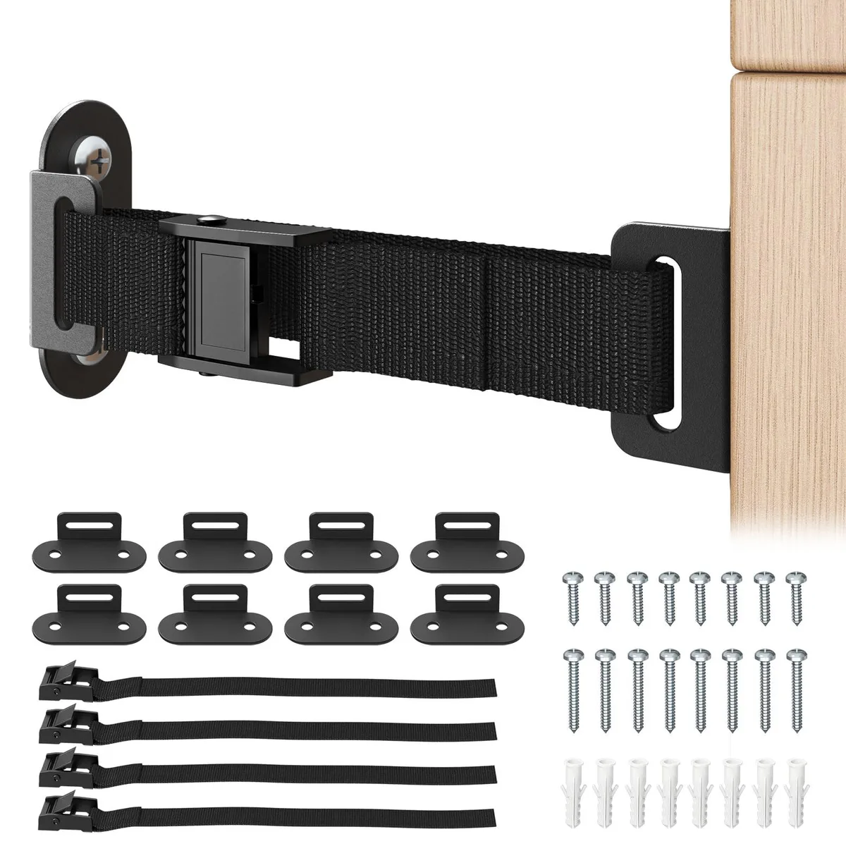 PUTORSEN PUTORSEN Anti-Tip Furniture Anchors 4-Set Black 500LB — product photo