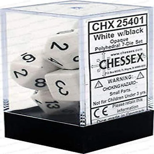 Chessex Chessex CHX25401 Dice-Opaque White/Black Set game — product photo