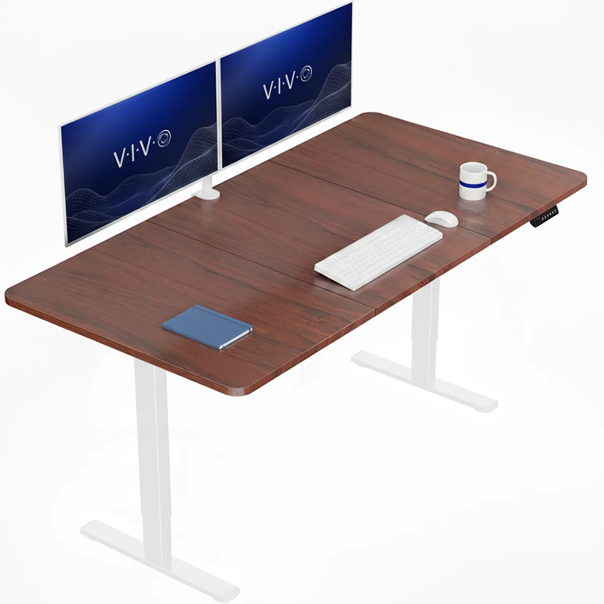 VIVO VIVO Electric Standing Desk 71 x 36 Dark Walnut White Frame — product photo