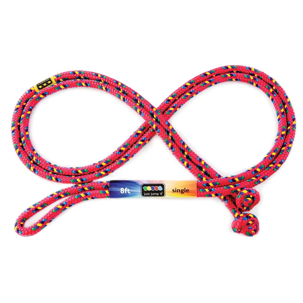 Red confetti 16' nylon jump rope, knotted ends, soft beaded texture
