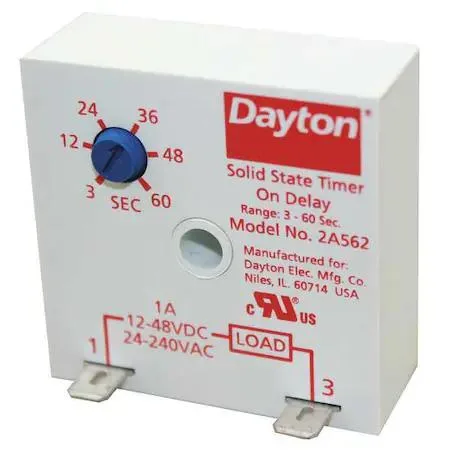 Dayton Dayton 2A562 On-Delay Timing Relay 240V DC 1A 3-60 sec — product photo