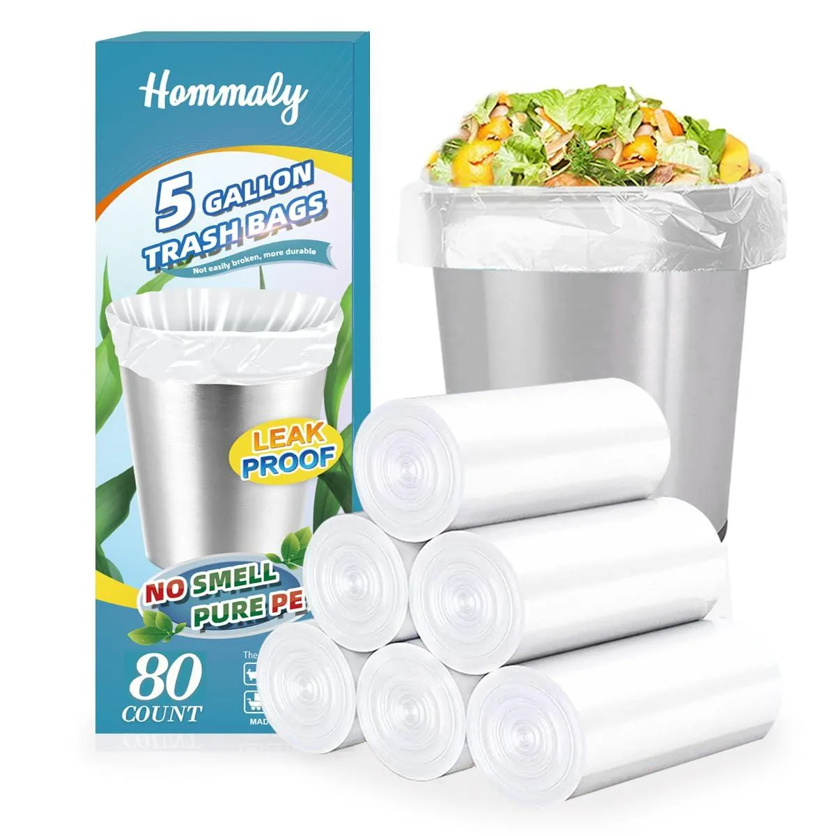 Hommaly 5Gal 60 Clear 5 gallon 60 Count Clear Garbage — product photo