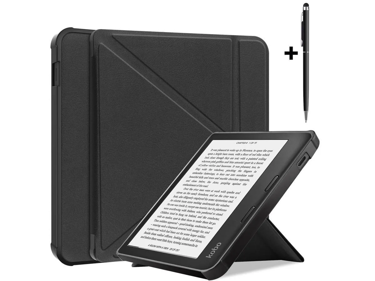 Slim black TPU back cover for Kobo Libra 2 2021 with magnetic front flap